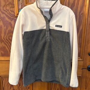 Columbia Cream and Gray Fleece Pullover